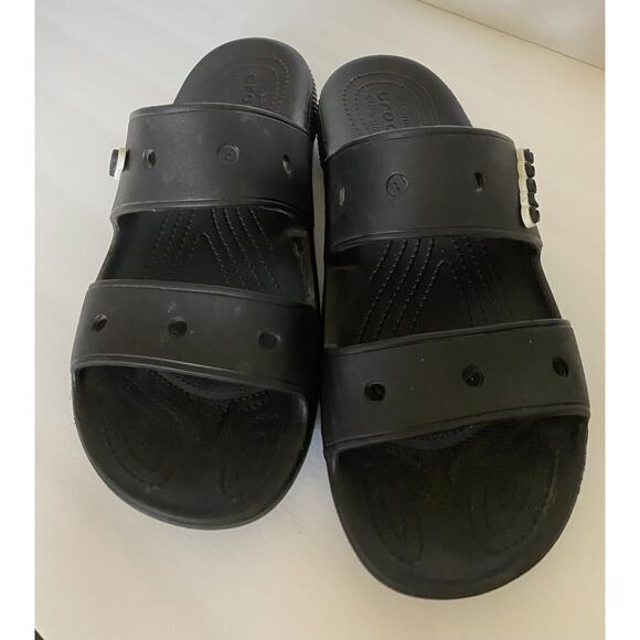 EUC Mens Crocs Size 11M Rubber Double Strap Logo